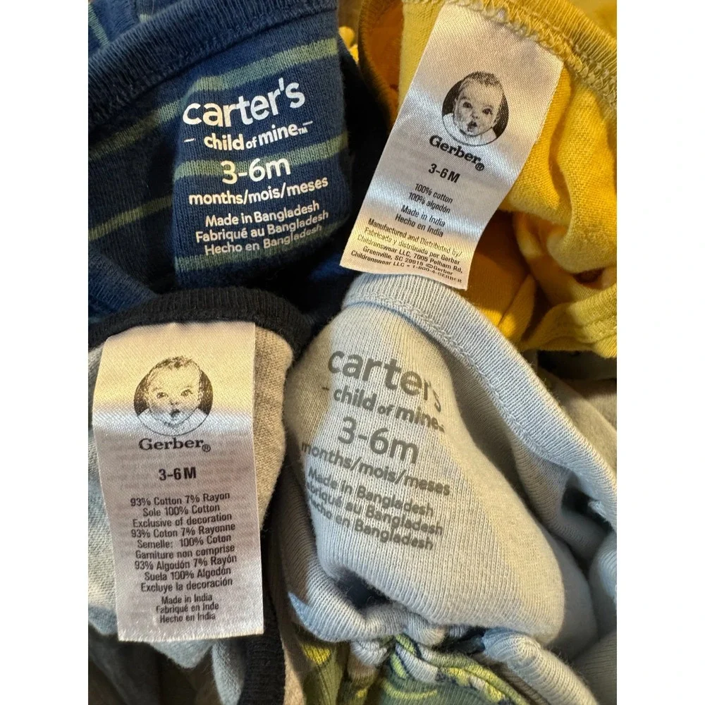 Baby Boy Sleepers 3/6 Months Lot Zipper Rompers Outfits Clothes Bundle Cotton